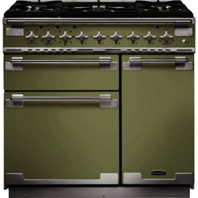 Rangemaster Elise 90cm Dual Fuel 108450 Range Cooker in Olive Green Rangemaster Elise 90cm Dual Fuel 108450 Range Cooker in Olive Green